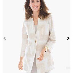 Chico's Travelers Crinkle Crushed Long Cardigan Jacket Modern Design